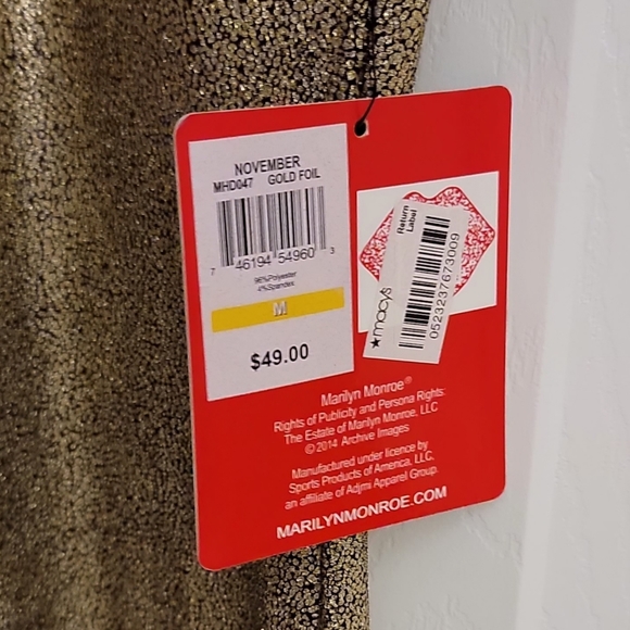 Marilyn Monroe Dress, Women's Gold Foil Bodycon Dress, Size Medium - Picture 5 of 10